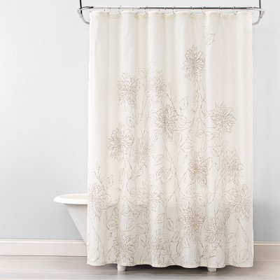 Linework Floral Shower Curtain Silver Mink - Opalhouse&#153;