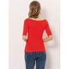 INSPIRE CHIC Women's Half Sleeves Scoop Neck Fitted Layering Soft T-Shirt - 4 of 4