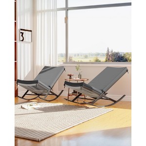 Rocking Chair Outdoor Set of 2 Patio Chairs Rocking Chairs Outdoor Lounge Rattan Chair for Outside Lawn with Cushions for Front Porch, Garden - 1 of 4