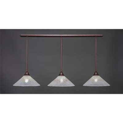Toltec Lighting Stem 3 - Light Chandelier in  Bronze with 16" Gold Ice Shade