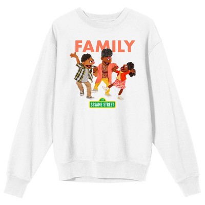 Sesame Street Grandma Nell & Family Crew Neck Long Sleeve White Adult 