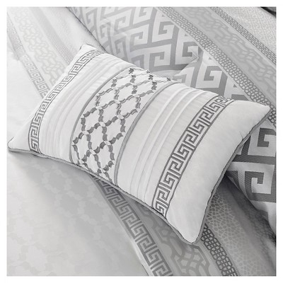 Bennett Gray Jacquard King Comforter Set with Decorative Pillows
