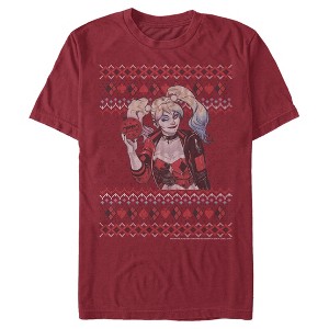 Men's Batman Ugly Christmas Harley Quinn T-Shirt - 1 of 4