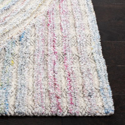 Handmade Blue Geometric Tufted Wool Rectangular Rug 5' x 8'