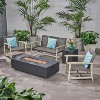 Christopher Knight Home Augusta Outdoor Acacia Wood and Wicker 4 Seater Chat Set with Fire Pit - 2 of 4