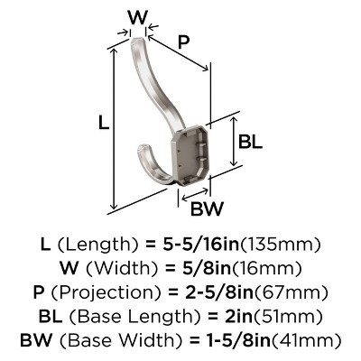 Polished Nickel Double Prong Decorative Wall Hook