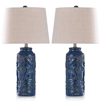 Set of 2 Cloverfield Ceramic Table Lamps Navy Blue - StyleCraft