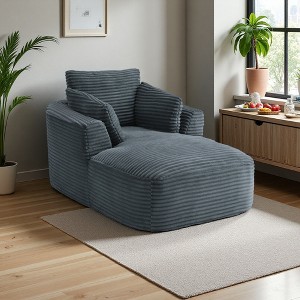 Oversized Corduroy Chaise Lounge Chair with Spring Cushion - 1 of 4