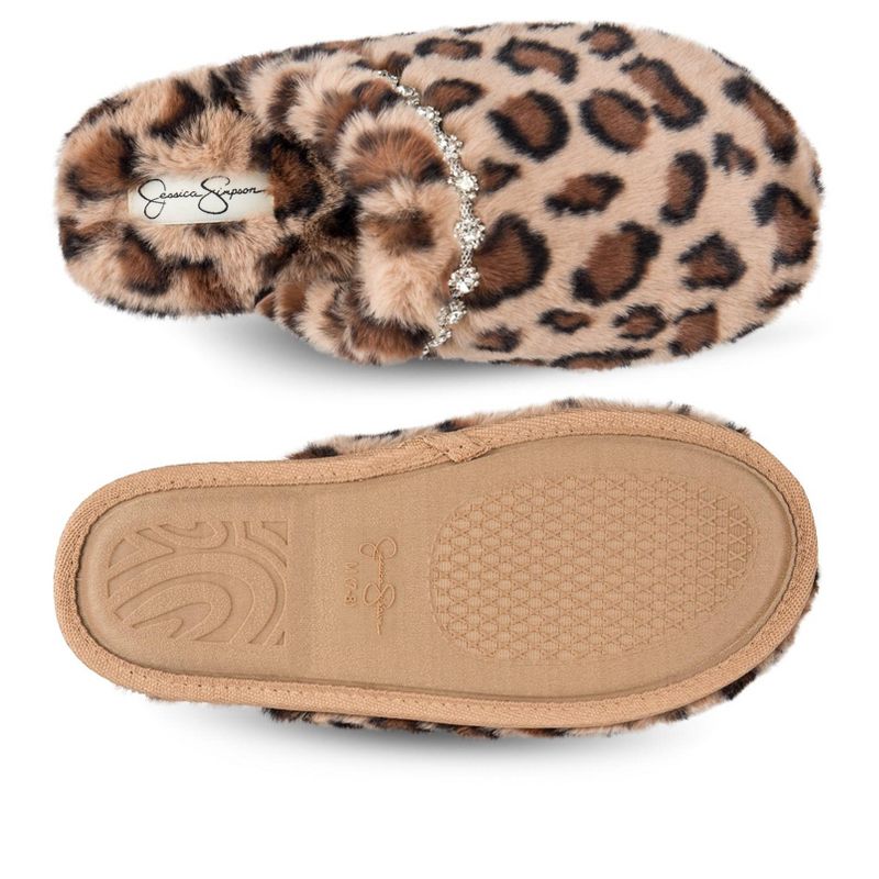 Jessica Simpson Women's Indoor/Outdoor Plush Bejeweled Slip-On Scuff Slippers, 3 of 6