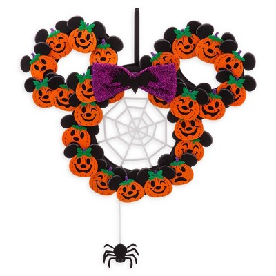 Disney Mickey Mouse Pumpkin and Spider Wreath Halloween Decorative Prop - Disney Store