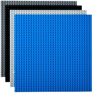Strictly Briks Classic Stackable Baseplates, For Building Bricks, Bases for Tables, Mats, Black/Blue/Gray, 4 Pack, 10x10 Inches - 1 of 4