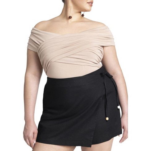 ELOQUII Women's Plus Size Fold Over Off The Shoulder Top - image 1 of 4