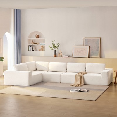 Whisen Modular L-shaped Sectional Sofa with Wide Seat, Boneless Cloud Upholstered Sofa, Free Combination