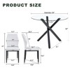 Lyngins Modern Round Glass Dining Table Set – Transparent Top with X-Shaped Black Metal Base & 4 PU Chairs with a Vertical Stripe Design - 4 of 4