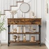 Narrow Console Table with 2 Drawers & Shelves - 39.4" Industrial Design, 150lb Capacity, Metal Frame, for Entryway, Hallway, or Behind Sofa - 2 of 4