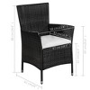 vidaXL Patio Chair and Stool with Cushions Poly Rattan - Black - 4 of 4