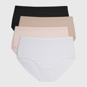 Hanes Premium Women's 4pk Breathable Ribbed Briefs - Black/Beige/White - 1 of 4