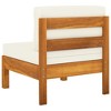vidaXL Middle Sofa with Cream White Cushions Solid Acacia Wood - 4 of 4