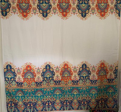 14pc Bohemian Meadow Shower Curtain With Peva Lining And Rings  Orange/turquoise - Lush Décor : Target