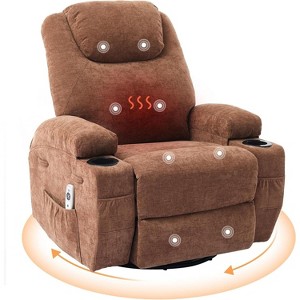 360° Swivel Recliner Chair with Massage and Heat,Glider Rocker Reclining Lounge Chair - 1 of 4