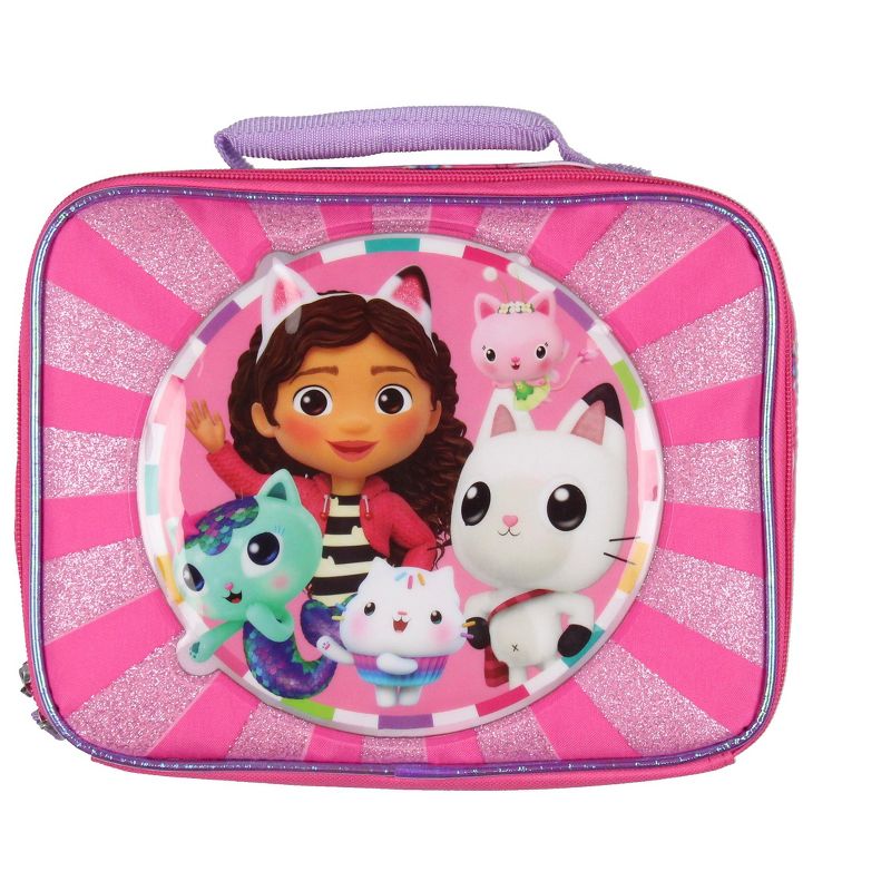 Gabby's Dollhouse Kids Lunch Box Pandy Paws and Kitty Friends Insulated Lunch Bag Pink, 1 of 6