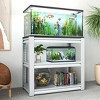 AENKYO 34"W 20-30 Gallon Fish Tank Stand - Metal Aquarium Stand with Adjustable Shelves, Heavy Duty Tank Rack Black/White - 2 of 4