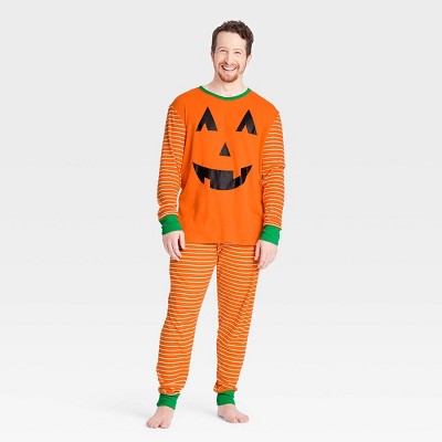 Men's Halloween Pumpkin Matching Family Pajama Set - Orange S