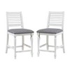 Royal Hampton 23 Inch Counter Height Chair Set of 2, Antique White Wood, Gray Seat - 2 of 4