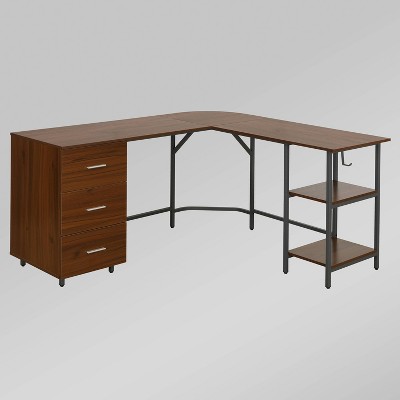 Functional L Shaped Desk With Storage Gray - Techni Mobili : Target