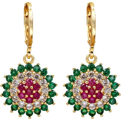 Vuskdtei18K Gold Plated Flower Dangle Earrings for Women, Hypoallergenic Cubic Zirconia Earrings, Elegant Chandelier Drop Earrings