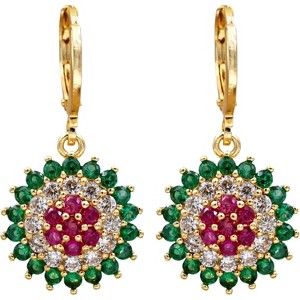 Vuskdtei18K Gold Plated Flower Dangle Earrings for Women, Hypoallergenic Cubic Zirconia Earrings, Elegant Chandelier Drop Earrings - 1 of 4