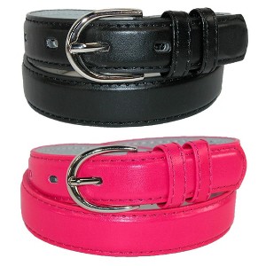 CTM Kid's Basic Leather Dress Belt (Pack of 2 Colors) - 1 of 4