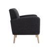 Bestier Black Mid-Century Modern Fabric Accent Armchair Single Sofa with Rubber Wood Legs Linen Upholstery for Living Room - 4 of 4