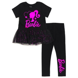 Barbie Girls Metallic Print Peplum T-Shirt and Pants Little Kid to Big Kid - 1 of 4