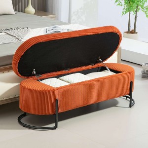 CAVINAS Storage Ottoman Bench with Black Metal Legs,Ottoman with Hidden Storage Space for Bedroom,Entryway,Pink/Orange/Emerald/Dark Gray/Beige - 1 of 4