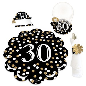 Big Dot of Happiness Adult 30th Birthday - Gold - Birthday Party Paper Charger and Table Decorations - Chargerific Kit - Place Setting for 8 - 1 of 4