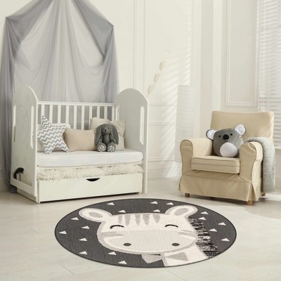 Hauteloom Kids Giraffe Bowtie Animal Print Nursery Area Rug