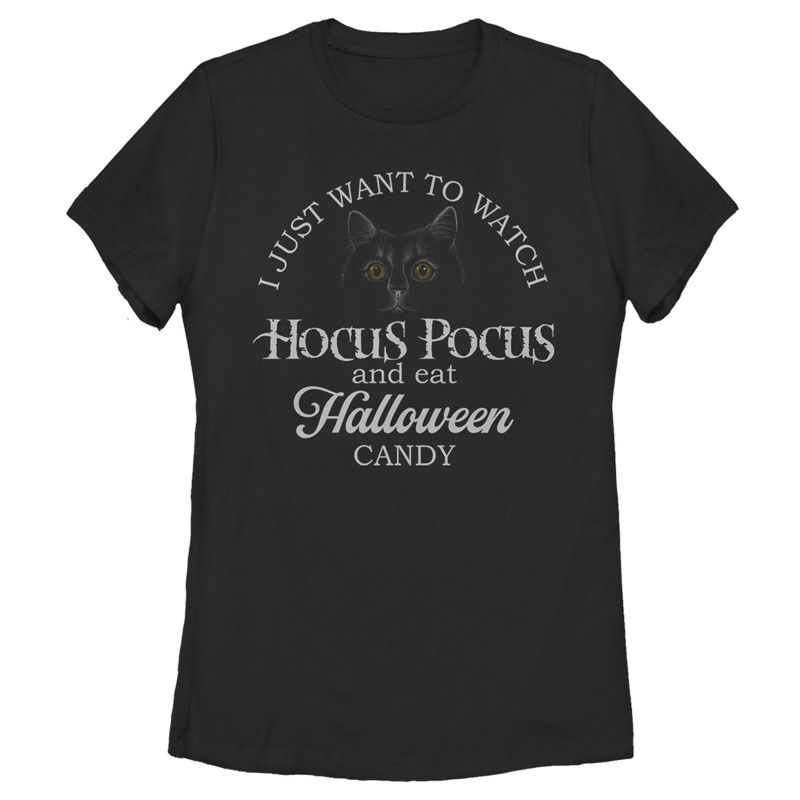 Women's Disney Hocus Pocus Just Want to Eat Halloween Candy T-Shirt, 1 of 4