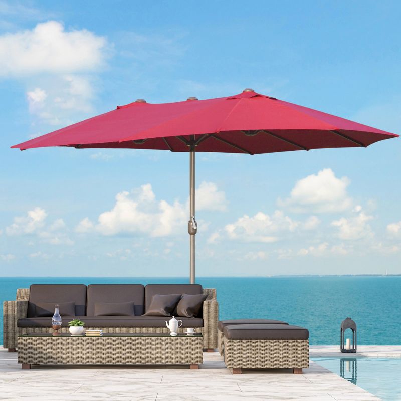 Outsunny 15ft Patio Umbrella Double-Sided Outdoor Market Extra Large Umbrella with Crank Handle for Deck, Lawn, Backyard and Pool, 2 of 8