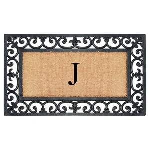 A1HC Natural Rubber & Coir 18x30, Monogrammed Doormat For Outdoor Entrance, Anti-Shed Treated Mat - 1 of 4