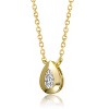Guili Sterling Silver 14K Gold Plated Raindrop Pear-Shaped Cubic Zirconia Bezel Solitaire Necklace for a Sophisticated and Elegant Look - 3 of 3