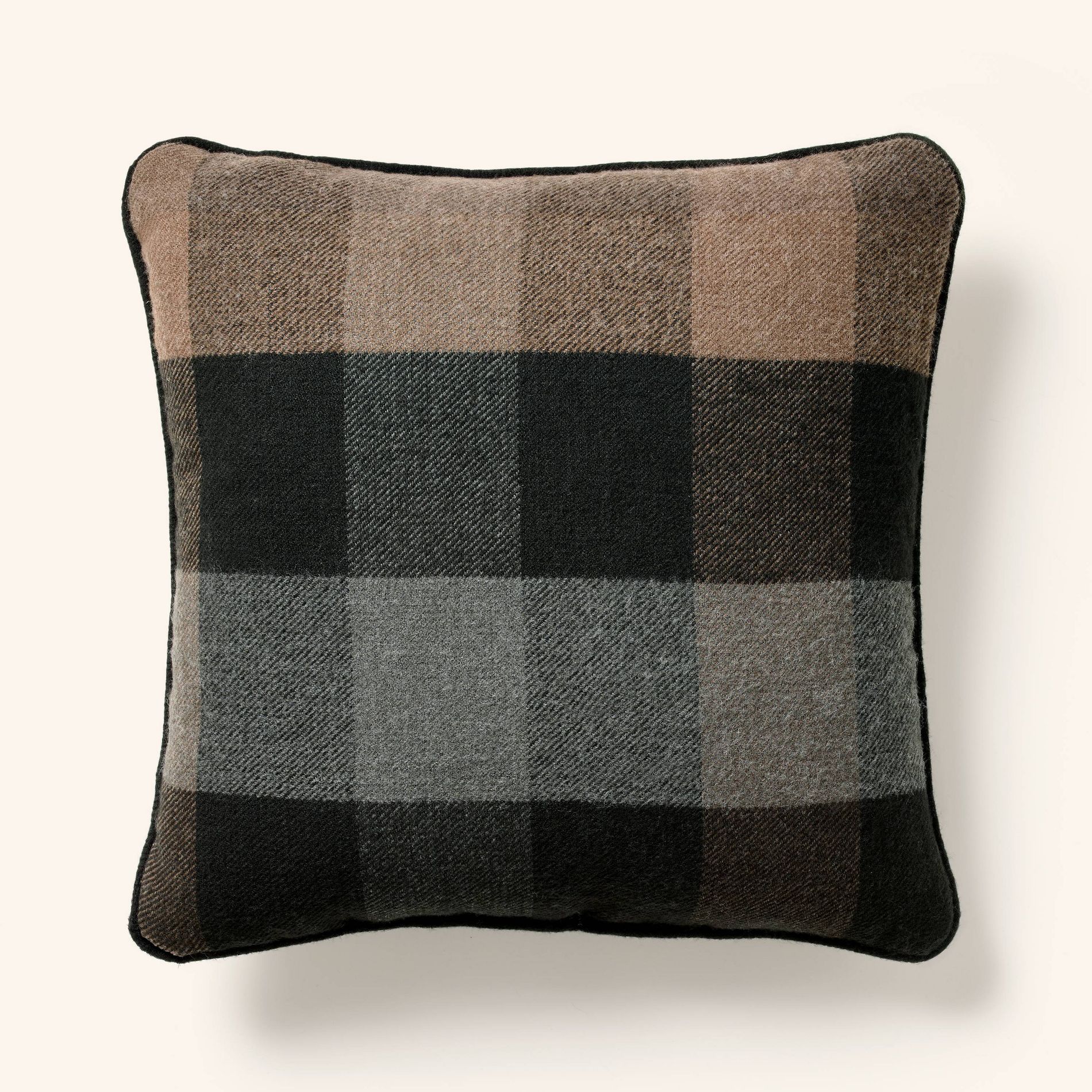 20"x20" Plaid Square Toss Pillow Brown/Black - Woolrich x Target
