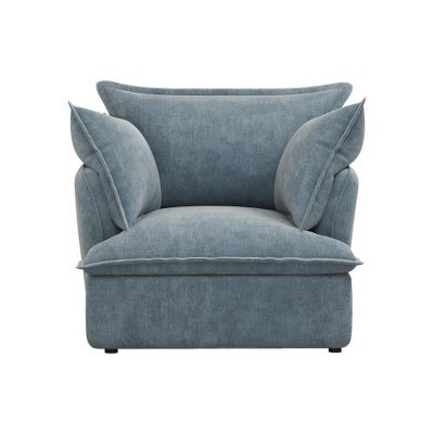 SYFERLORY Chenille Armchair-Modern Accent Chair & Single Sofa Chair,Comfortable Seating for Living Room & Bedroom, Blue