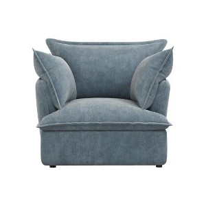 SYFERLORY Chenille Armchair-Modern Accent Chair & Single Sofa Chair,Comfortable Seating for Living Room & Bedroom, Blue - 1 of 1