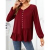 Clearlove Women's Casual V Neck Button Shirt Long Sleeve Blouse Asymmetrical Loose Flowy Ruffled Blouses - 4 of 4