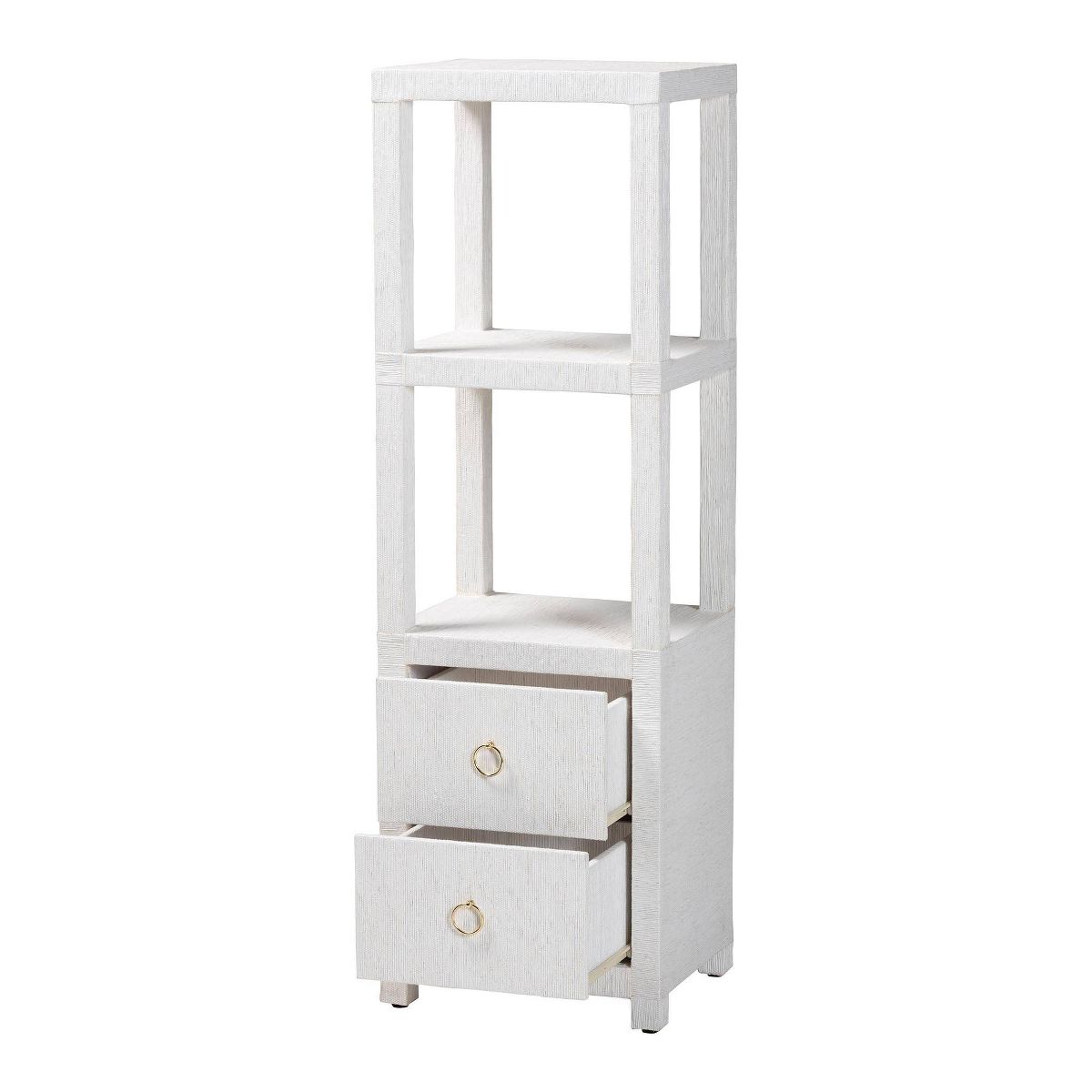 bali & pari Xavier Grasscloth Tall Storage Cabinet White/Gold - thumbnail 2