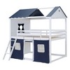 NicBex Full Size Bunk Bed Roof Shape Loft Bed Pine Bed Frame with Windows, Sills, Tent, Inclined Ladder and Guardrail, No Box Spring Required - 3 of 4