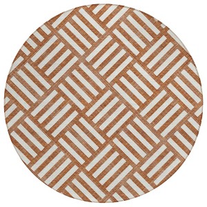 Orange And Ivory Geometric Washable Indoor Outdoor Area Rug - 1 of 4