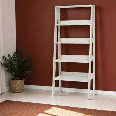YONWAY 5-Tier Ladder Bookshelf, Wood Frame Organizer, Sturdy Display Shelf for Office, Bedroom, Living Room and Study Room