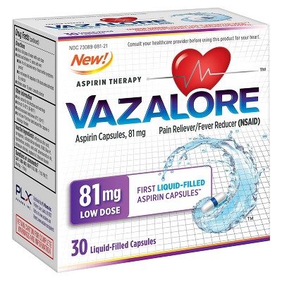 Vazalore Aspirin 81mg Pain Reliever Capsules (NSAID) - 30ct